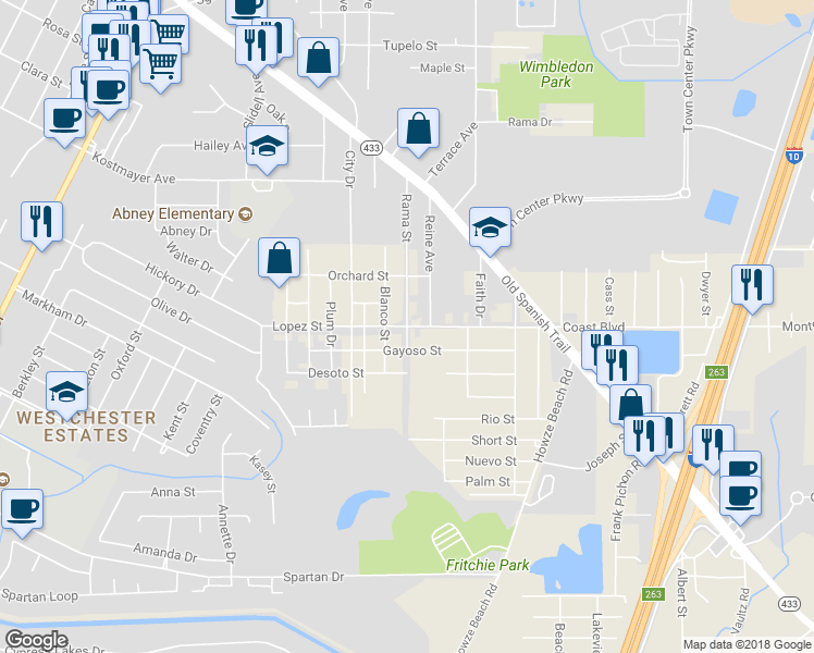 map of restaurants, bars, coffee shops, grocery stores, and more near Lopez Street in Slidell