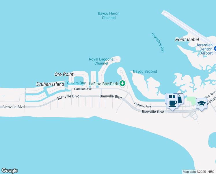 map of restaurants, bars, coffee shops, grocery stores, and more near 2030 Cadillac Avenue in Dauphin Island