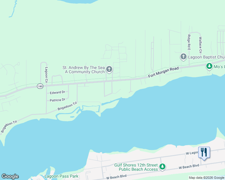 map of restaurants, bars, coffee shops, grocery stores, and more near 1994 Minnesota Lane in Gulf Shores