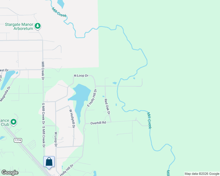 map of restaurants, bars, coffee shops, grocery stores, and more near 16711 Redoak Road in Plantersville