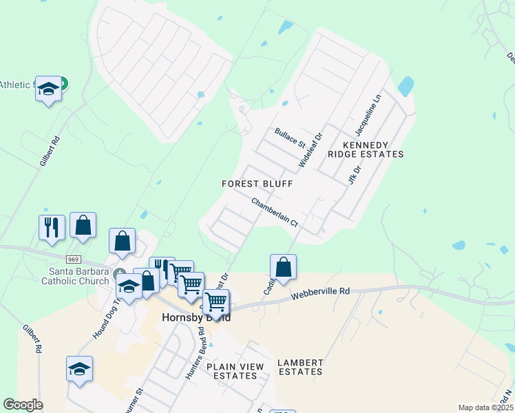 map of restaurants, bars, coffee shops, grocery stores, and more near 15009 Chamberlain Court in Austin