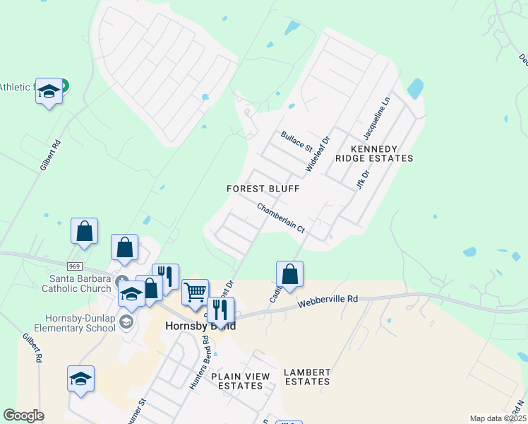 map of restaurants, bars, coffee shops, grocery stores, and more near 15009 Chamberlain Court in Austin