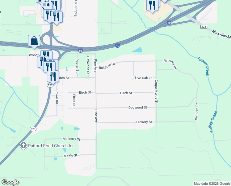 map of restaurants, bars, coffee shops, grocery stores, and more near 400-566 Birch Street in Macclenny