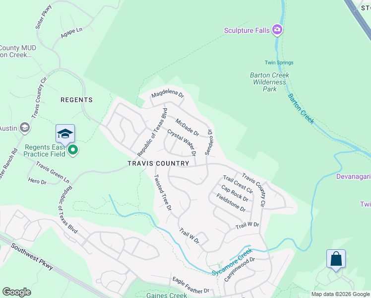 map of restaurants, bars, coffee shops, grocery stores, and more near 4201 Bowstring Cove in Austin