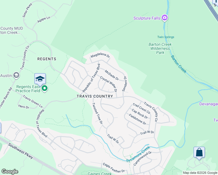 map of restaurants, bars, coffee shops, grocery stores, and more near 4201 Bowstring Cove in Austin