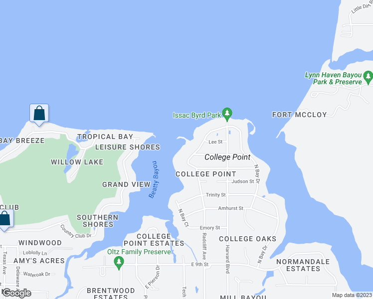 map of restaurants, bars, coffee shops, grocery stores, and more near 521 North Bay Drive in Lynn Haven