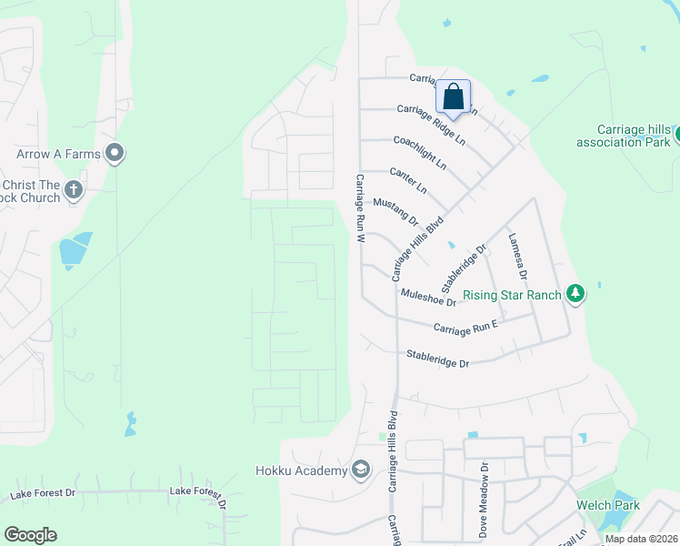 map of restaurants, bars, coffee shops, grocery stores, and more near 1320 Carriage Run West in Conroe