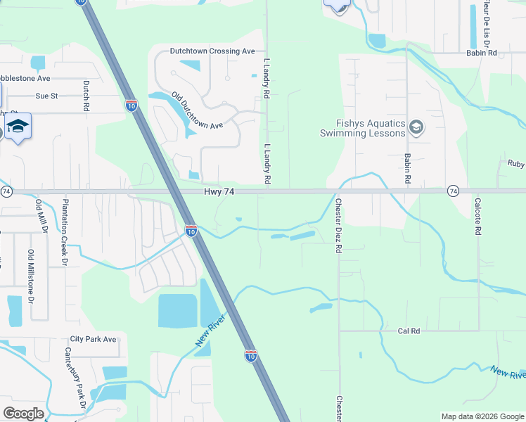 map of restaurants, bars, coffee shops, grocery stores, and more near 12472 Faucheux Road in Gonzales