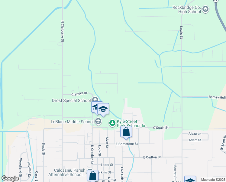 map of restaurants, bars, coffee shops, grocery stores, and more near 732 Majestic Oak Dr in Sulphur