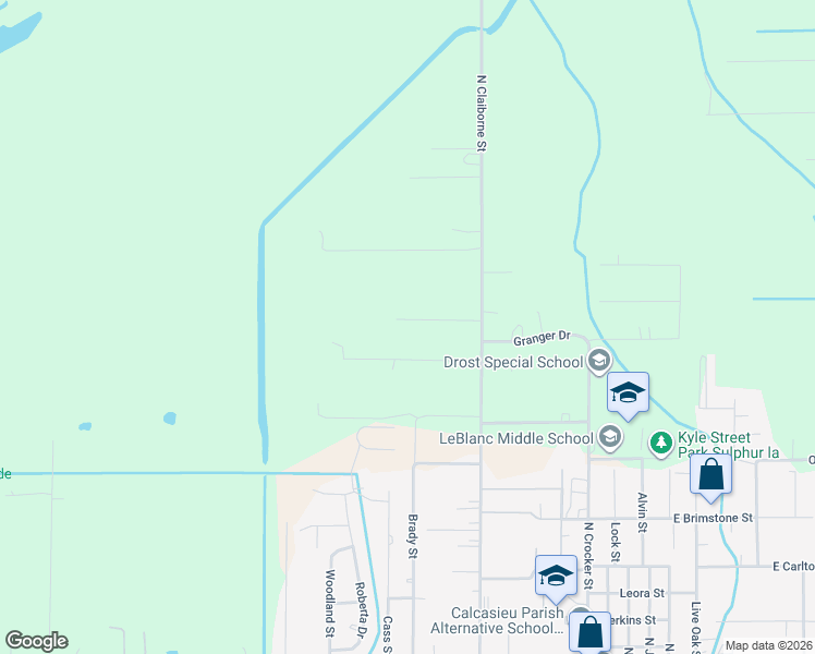 map of restaurants, bars, coffee shops, grocery stores, and more near 965 Mini Ranch Lane in Sulphur