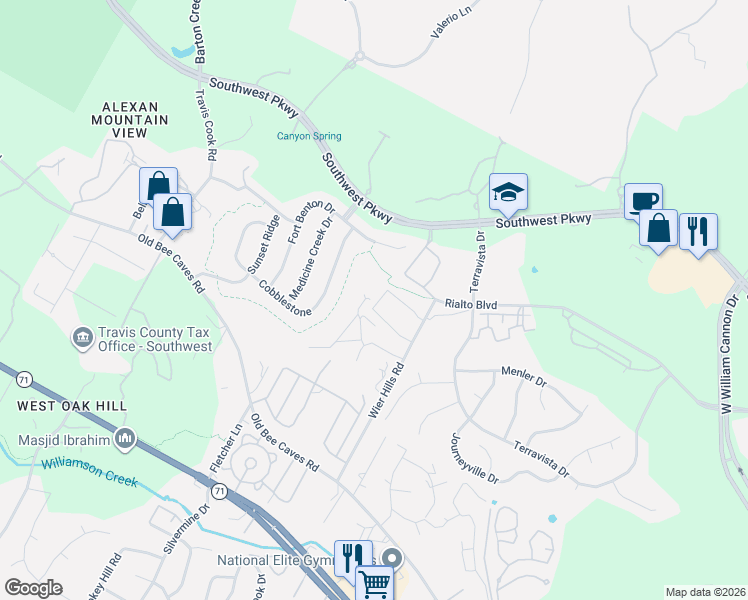 map of restaurants, bars, coffee shops, grocery stores, and more near 5214 Pink Poppy Pass in Austin