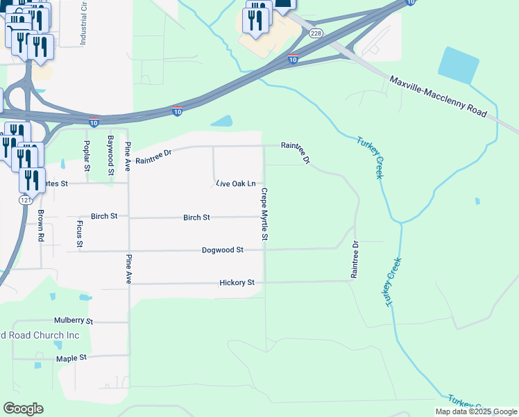 map of restaurants, bars, coffee shops, grocery stores, and more near 4075 Birch Street in Macclenny