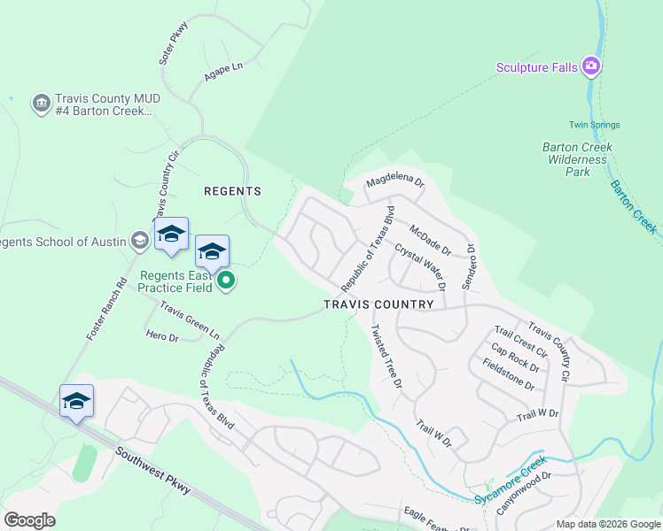 map of restaurants, bars, coffee shops, grocery stores, and more near 4200 Great Plains Drive in Austin
