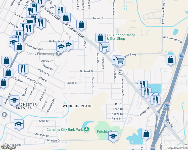 map of restaurants, bars, coffee shops, grocery stores, and more near 3298 Blanco Street in Slidell