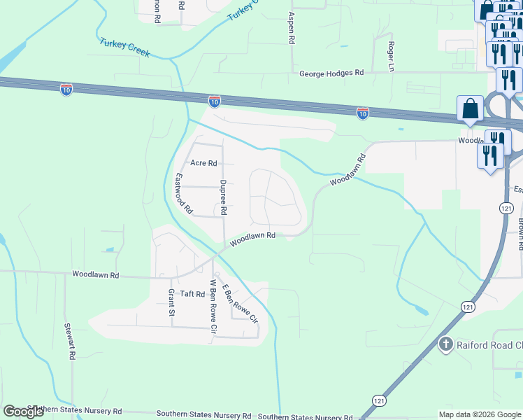 map of restaurants, bars, coffee shops, grocery stores, and more near 5986 Crosby Lake Way in Macclenny