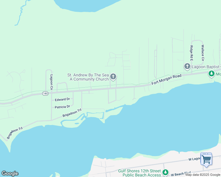map of restaurants, bars, coffee shops, grocery stores, and more near Fort Morgan Road in Gulf Shores