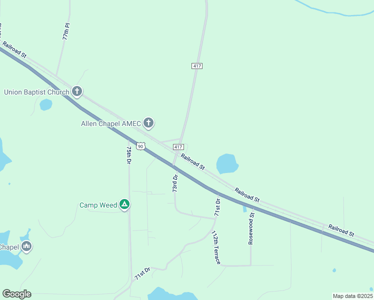 map of restaurants, bars, coffee shops, grocery stores, and more near 10496 County Road 417 in Live Oak