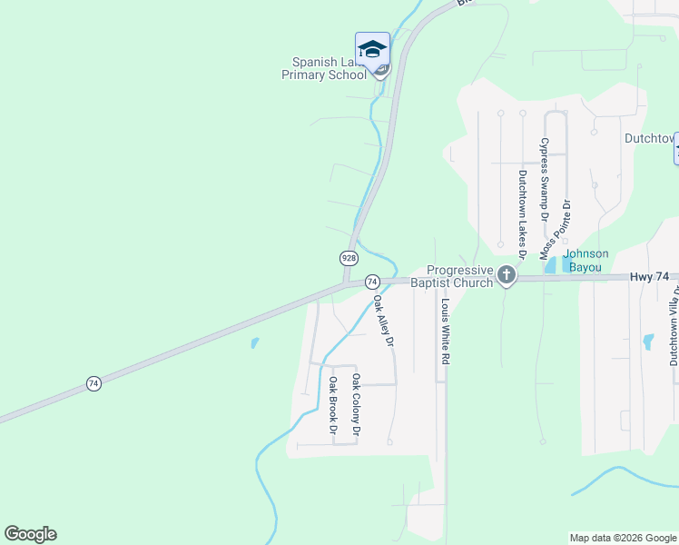 map of restaurants, bars, coffee shops, grocery stores, and more near 13023 Bluff Road in Geismar