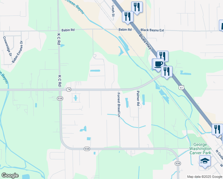 map of restaurants, bars, coffee shops, grocery stores, and more near 13001 Hanson Road in Gonzales