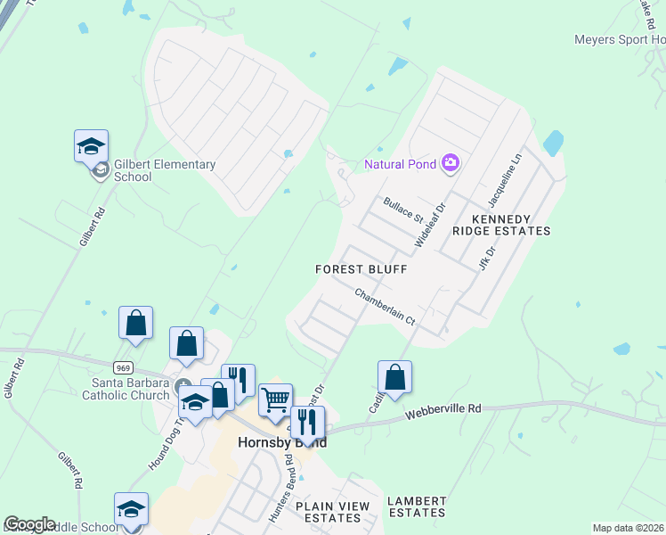 map of restaurants, bars, coffee shops, grocery stores, and more near 5610 Netleaf Road in Austin