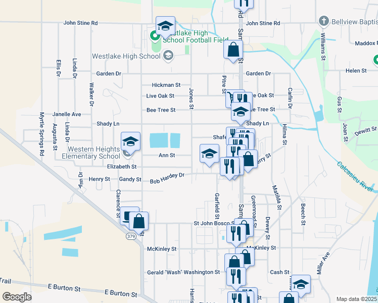 map of restaurants, bars, coffee shops, grocery stores, and more near 1801 Jones St in Westlake