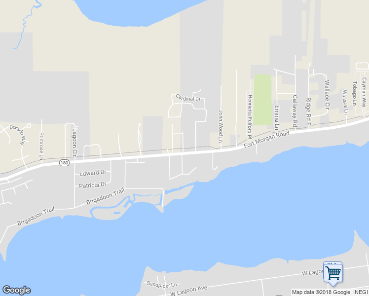 map of restaurants, bars, coffee shops, grocery stores, and more near Fort Morgan Road Trail in Gulf Shores