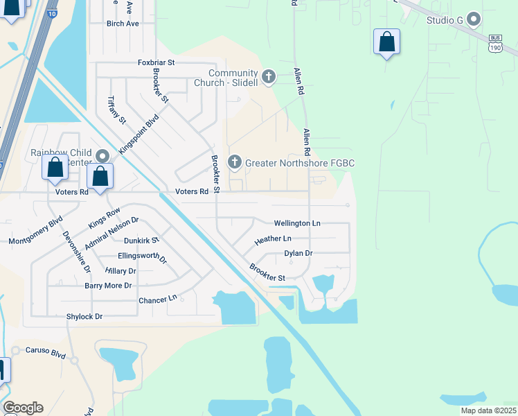 map of restaurants, bars, coffee shops, grocery stores, and more near 1149 Clairise Court in Slidell