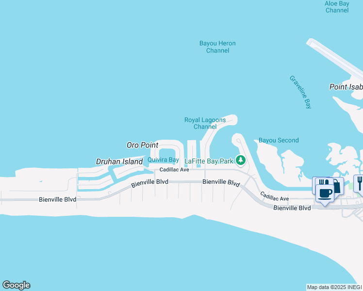 map of restaurants, bars, coffee shops, grocery stores, and more near 318 Quivira Street in Dauphin Island