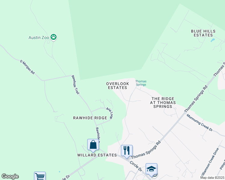map of restaurants, bars, coffee shops, grocery stores, and more near 10709 Superview Drive in Austin