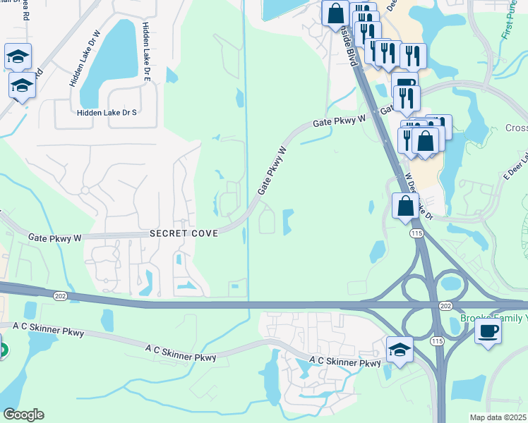 map of restaurants, bars, coffee shops, grocery stores, and more near 4890 Florida Club Circle in Jacksonville