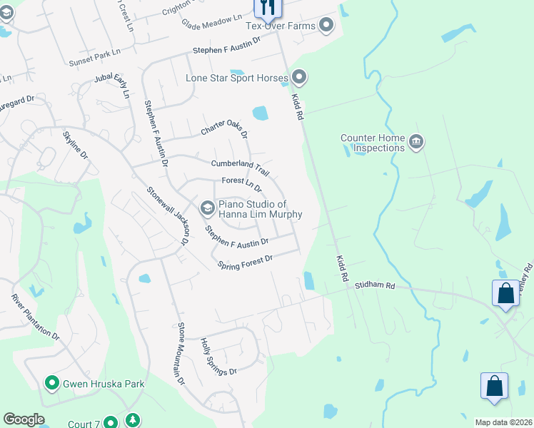 map of restaurants, bars, coffee shops, grocery stores, and more near 756 Forest Lane Drive in Conroe