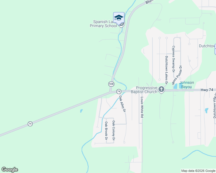 map of restaurants, bars, coffee shops, grocery stores, and more near 13023 Bluff Road in Geismar