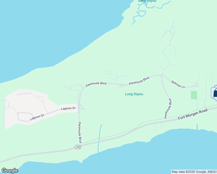 map of restaurants, bars, coffee shops, grocery stores, and more near 200 Peninsula Boulevard in Gulf Shores