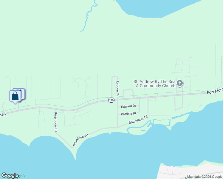 map of restaurants, bars, coffee shops, grocery stores, and more near 53 Lagoon Circle in Gulf Shores