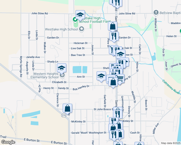 map of restaurants, bars, coffee shops, grocery stores, and more near 1801 Jones St in Westlake