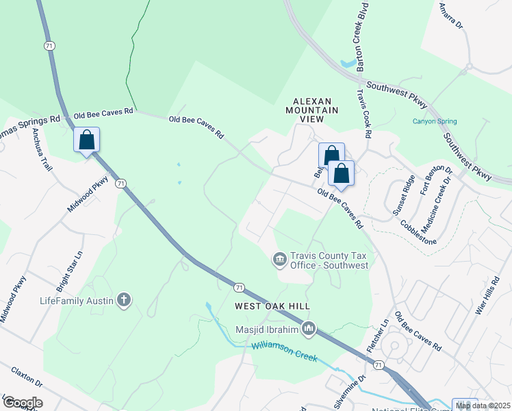 map of restaurants, bars, coffee shops, grocery stores, and more near 6202 Mountain Shadows Drive in Austin