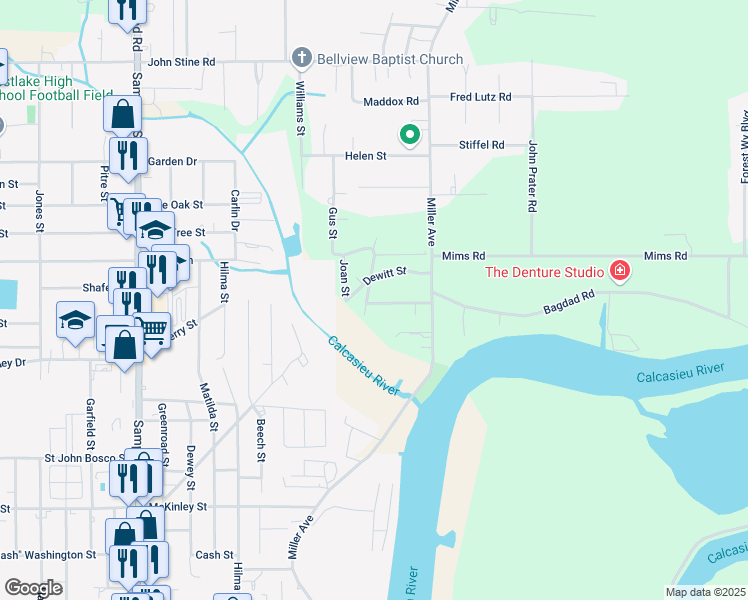 map of restaurants, bars, coffee shops, grocery stores, and more near 208 River Oaks Drive in Westlake