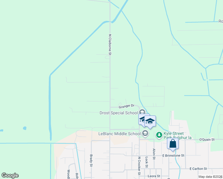 map of restaurants, bars, coffee shops, grocery stores, and more near 1700 N Claiborne St in Sulphur