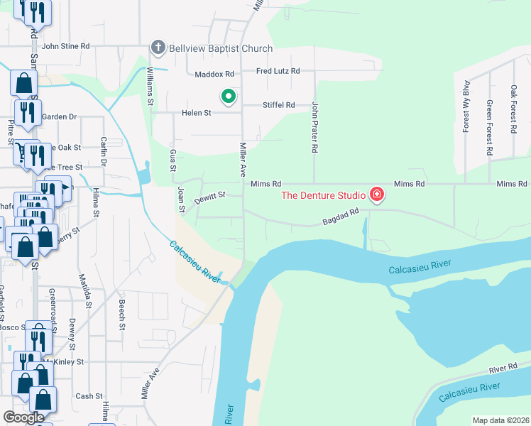 map of restaurants, bars, coffee shops, grocery stores, and more near 330 Bagdad Rd in Westlake
