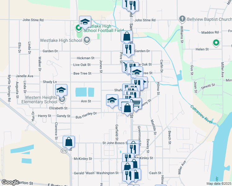 map of restaurants, bars, coffee shops, grocery stores, and more near 929 Shafer St in Westlake