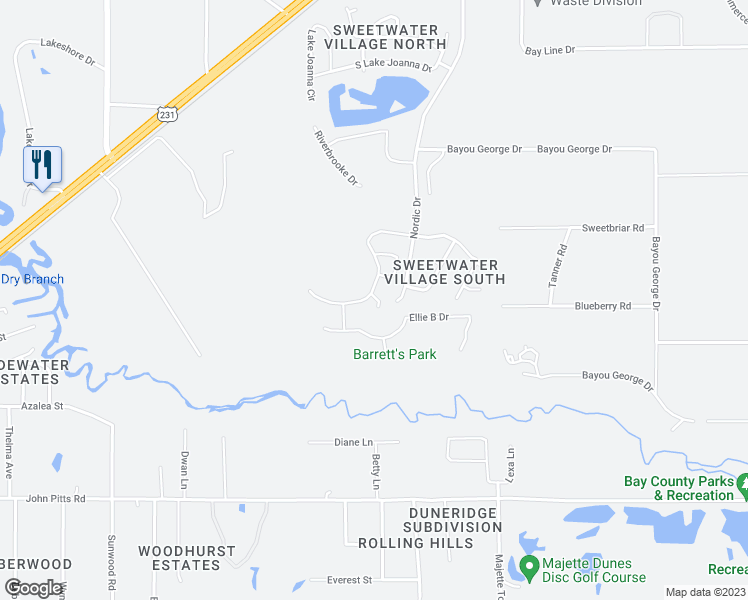 map of restaurants, bars, coffee shops, grocery stores, and more near 7121 Shimano Way in Panama City