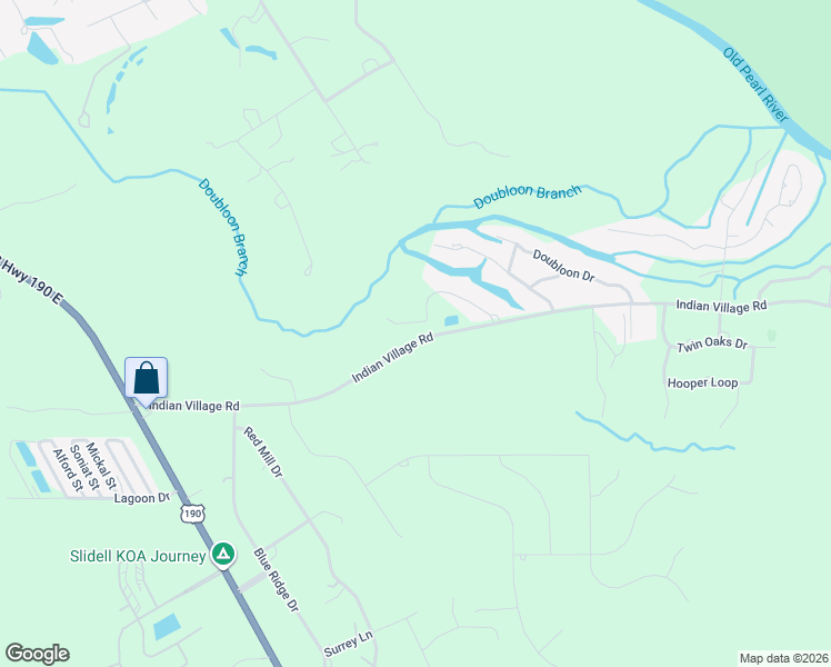 map of restaurants, bars, coffee shops, grocery stores, and more near 348 Indian Village Road in Slidell