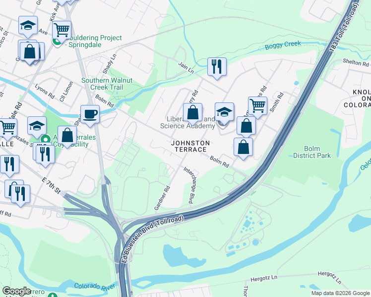 map of restaurants, bars, coffee shops, grocery stores, and more near 902 Gardner Road in Austin