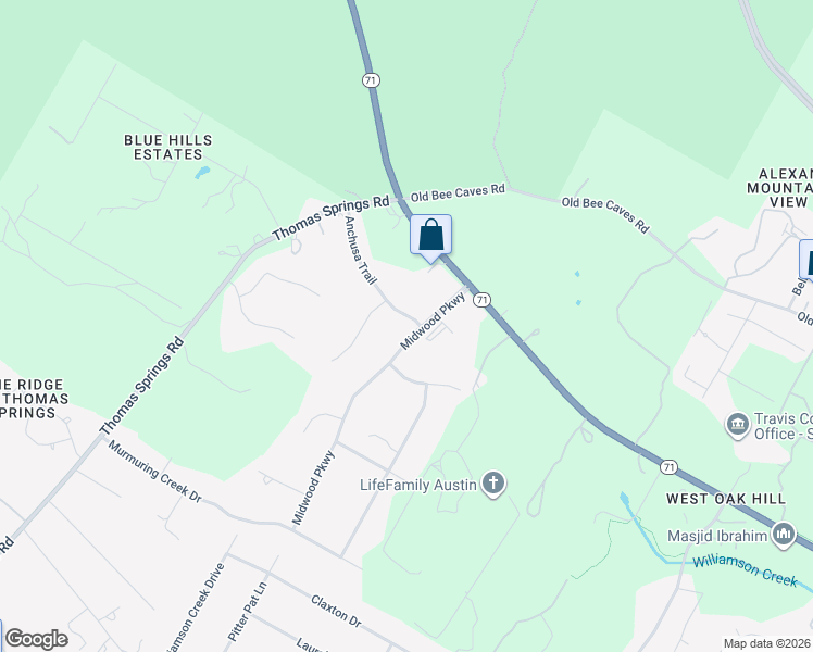 map of restaurants, bars, coffee shops, grocery stores, and more near 9501 Anchusa Trail in Austin