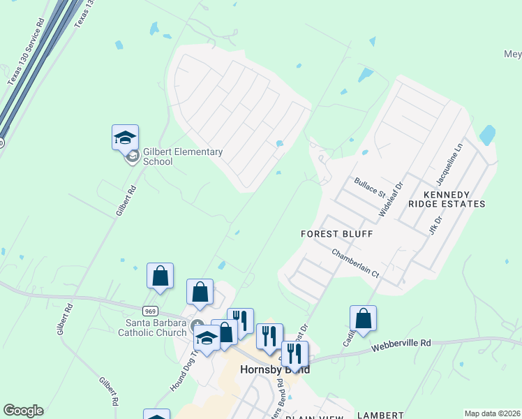 map of restaurants, bars, coffee shops, grocery stores, and more near 13315 Barteny Cove in Austin