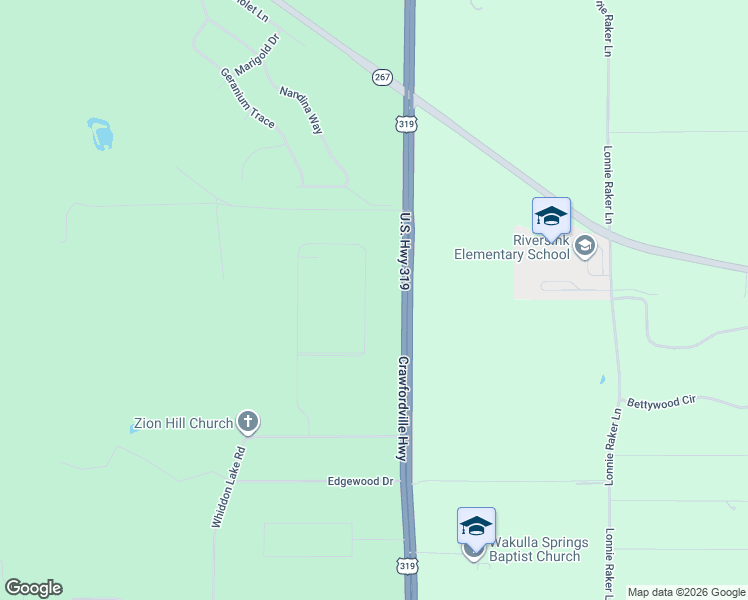 map of restaurants, bars, coffee shops, grocery stores, and more near 191 Scenic Stream Circle in Crawfordville