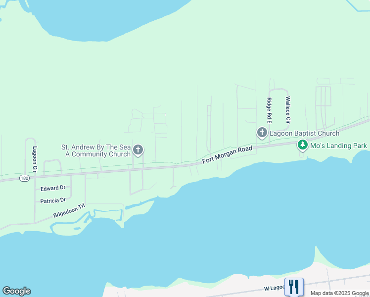 map of restaurants, bars, coffee shops, grocery stores, and more near 2148 John Wood Lane in Gulf Shores