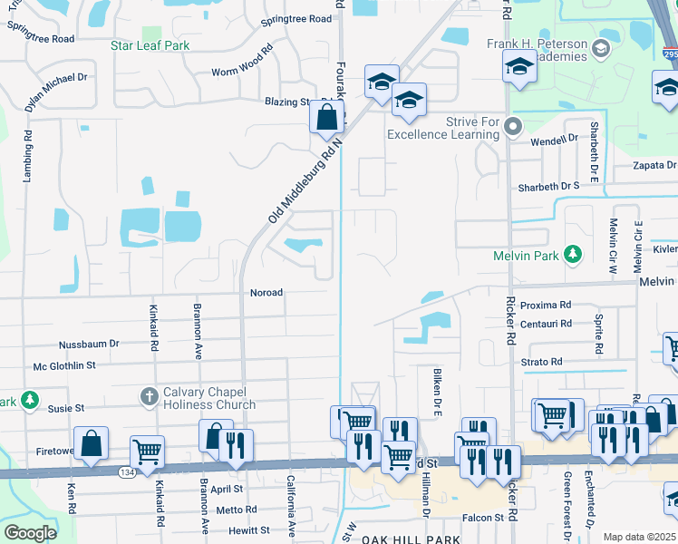 map of restaurants, bars, coffee shops, grocery stores, and more near 4477 Loveland Pass Drive South in Jacksonville