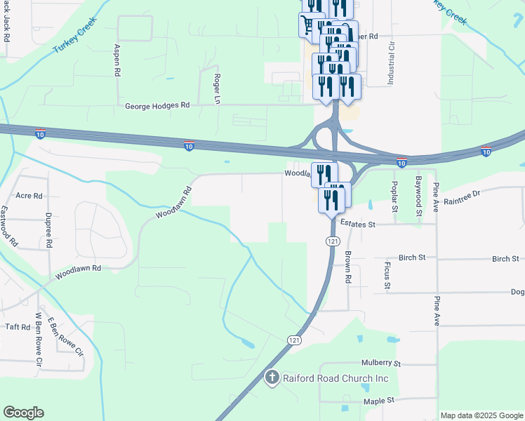 map of restaurants, bars, coffee shops, grocery stores, and more near 5278 Woodlawn Road in Macclenny