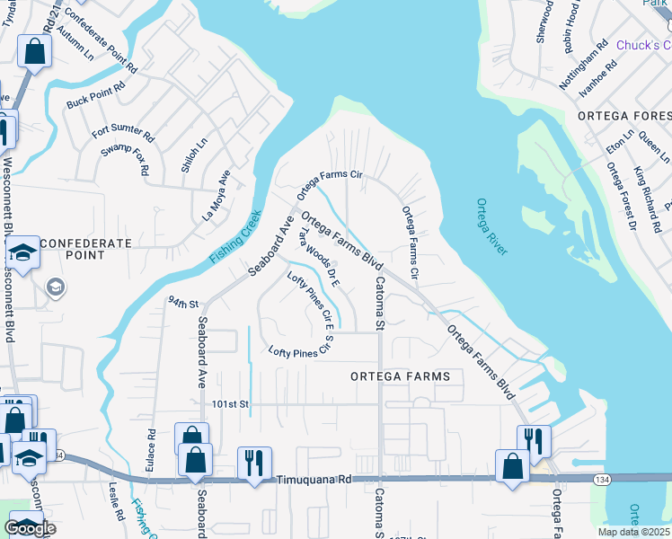 map of restaurants, bars, coffee shops, grocery stores, and more near 4769 Atlanta Court in Jacksonville